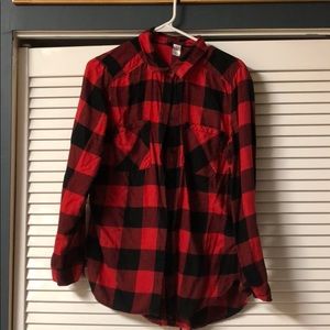 Red and black flannel top